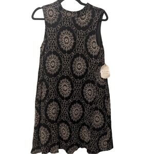 Altar'd State Shift Dress Womens Small Black Embroidered Floral Boho D22200-01